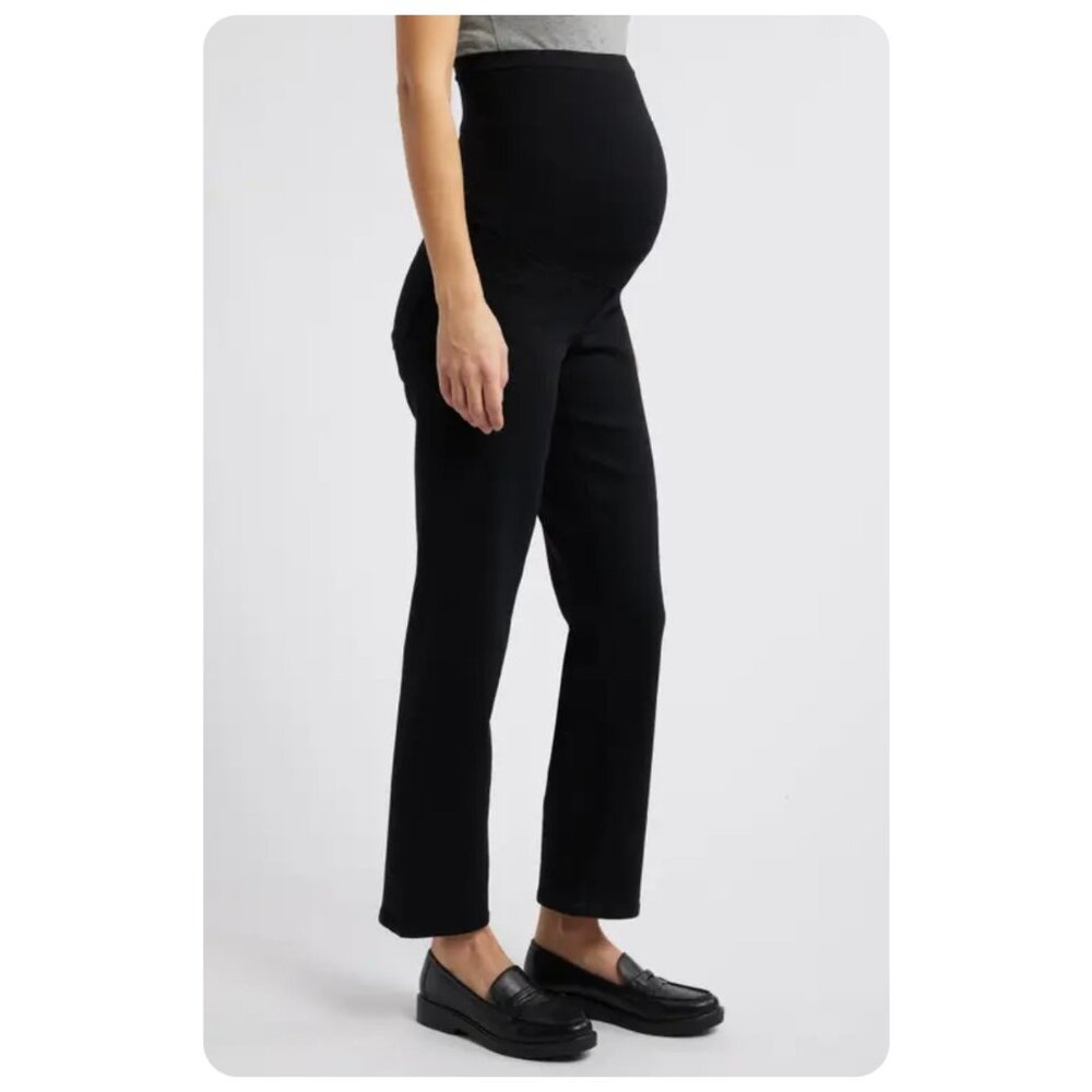 NWT 1822 Maternity Belly Band Black Straight Stretch Jeans sz 8